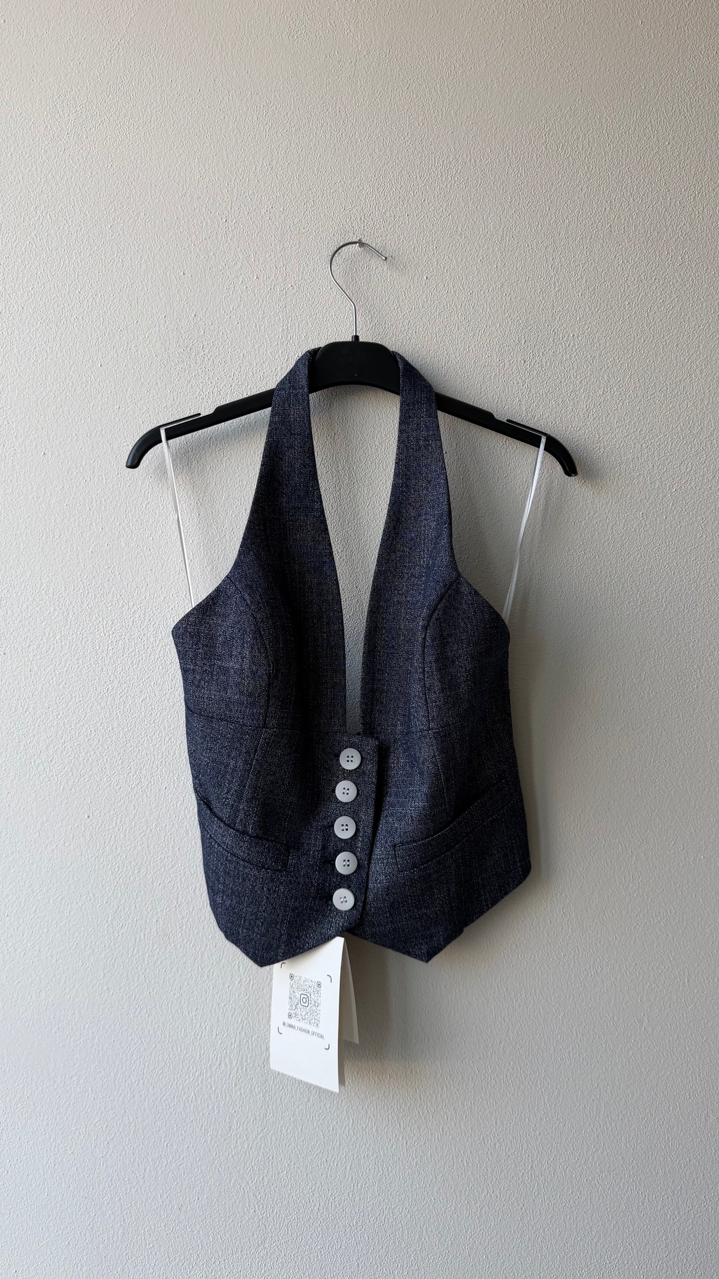 Gilet jeans scollo americana