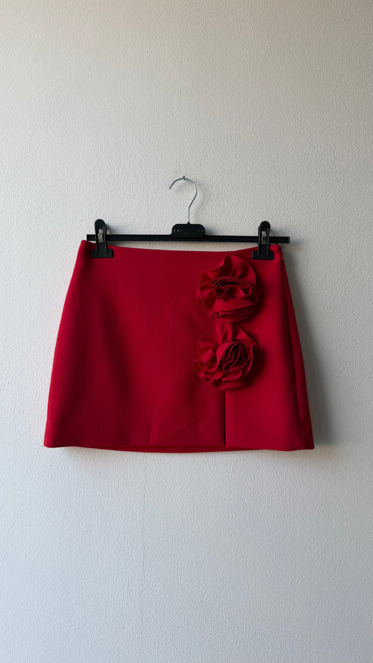 Gonna mini rossa fiori