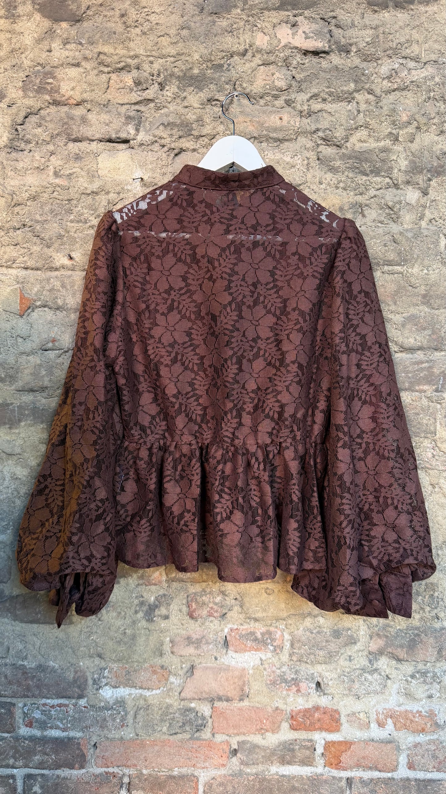 Camicia pizzo marrone