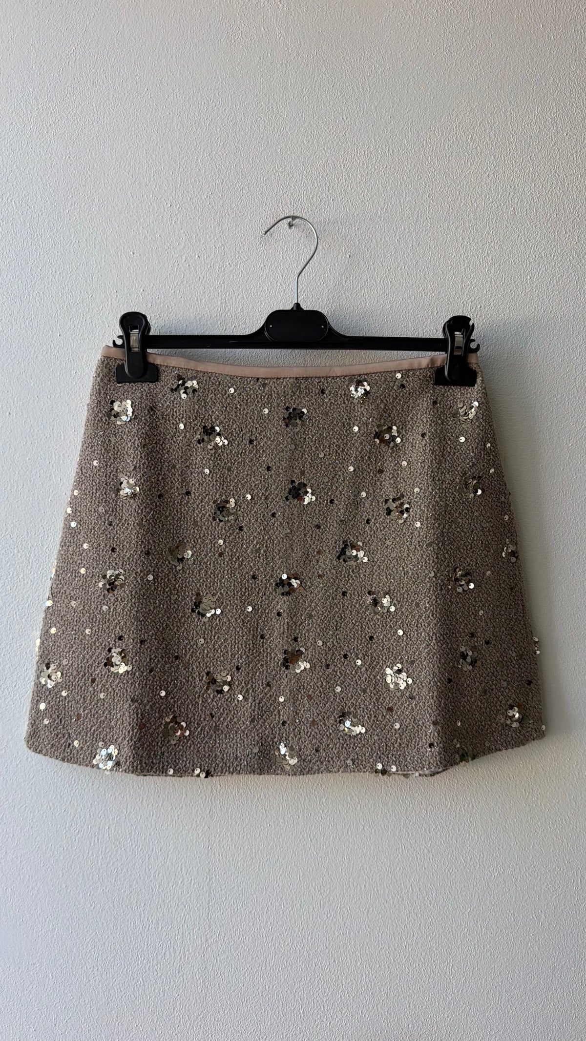 Gonna paillettes beige