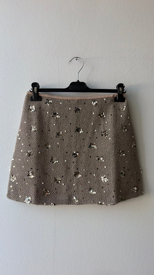 Gonna paillettes beige