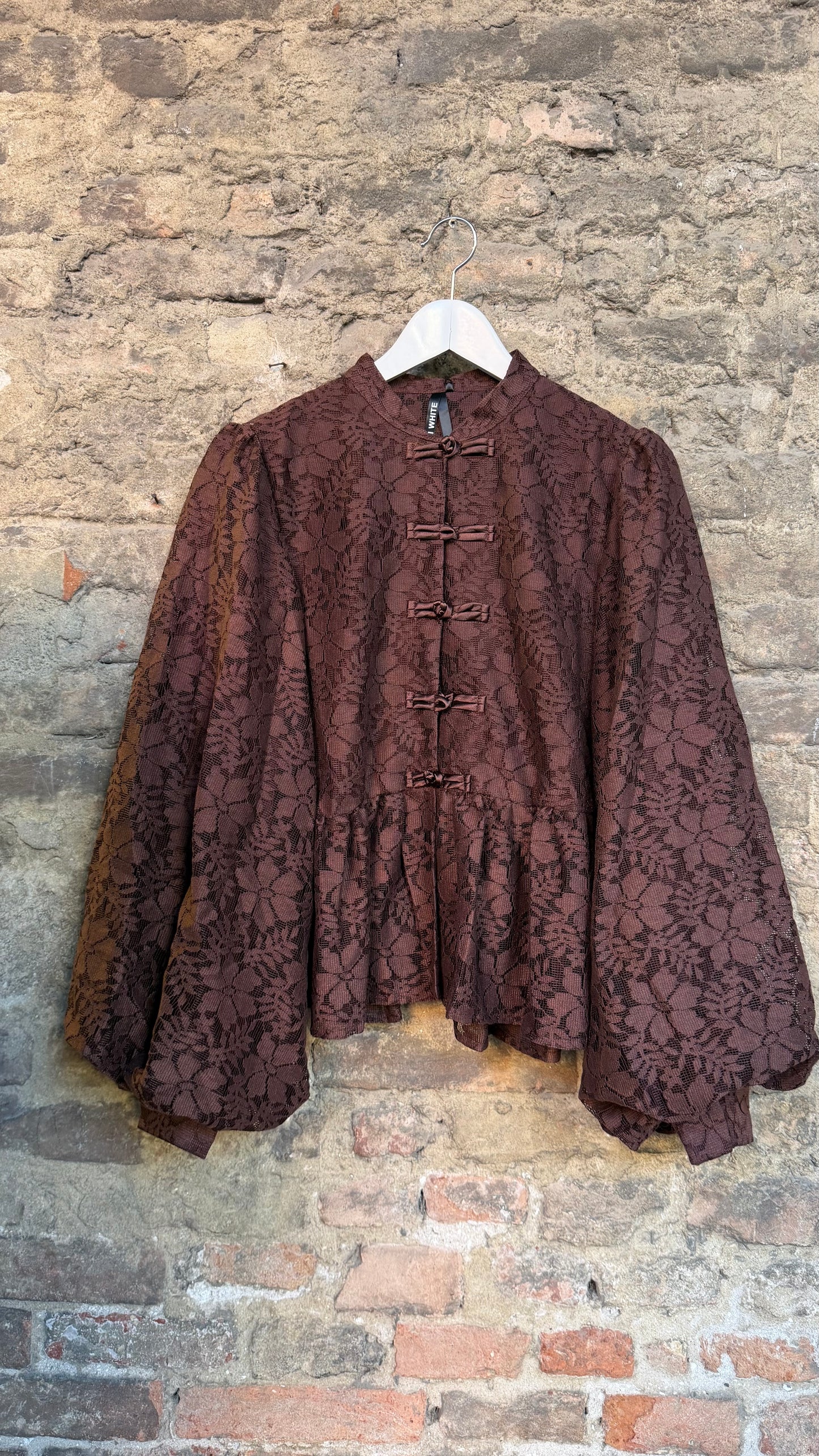 Camicia pizzo marrone