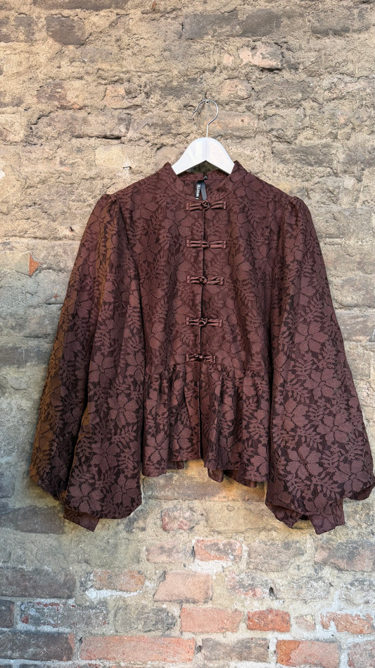 Camicia pizzo marrone