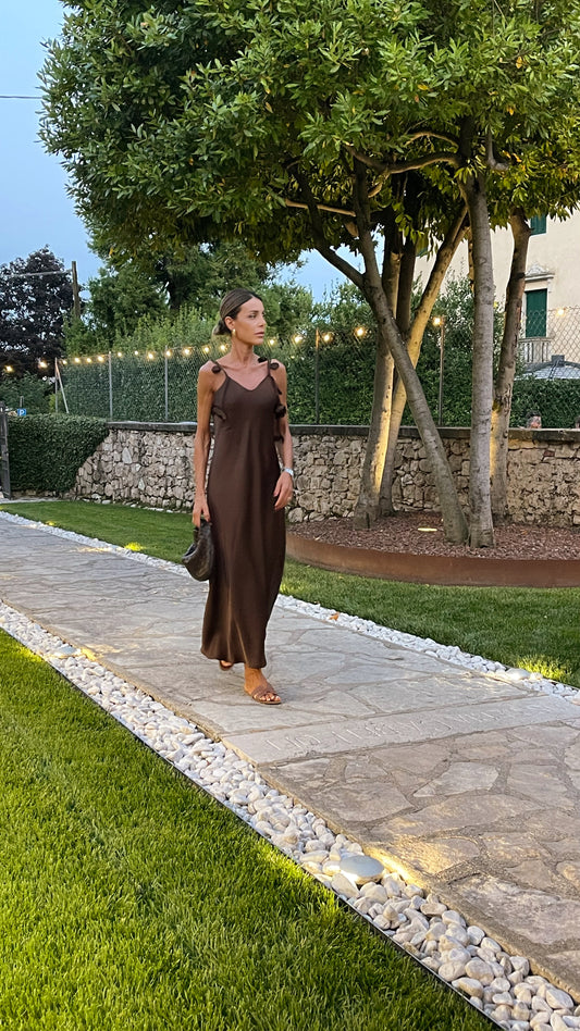 Abito sottoveste marron satin