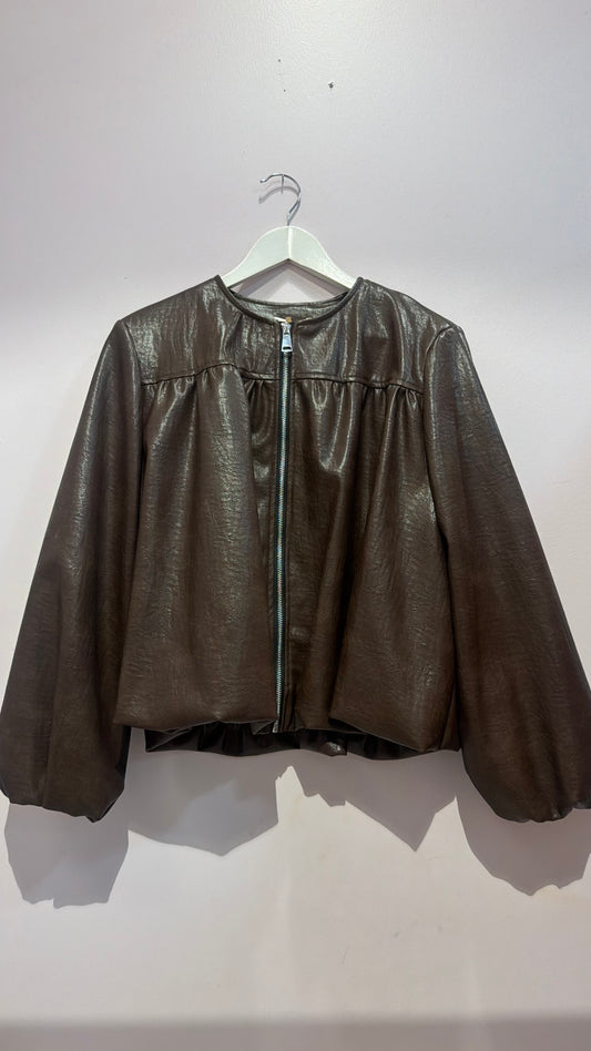 Giacca ecopelle collo chanel
