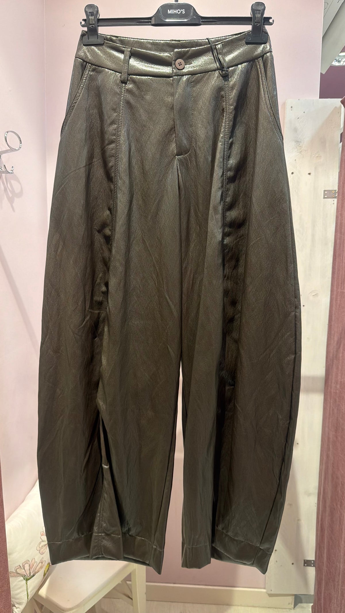Pantalone ecopelle choco