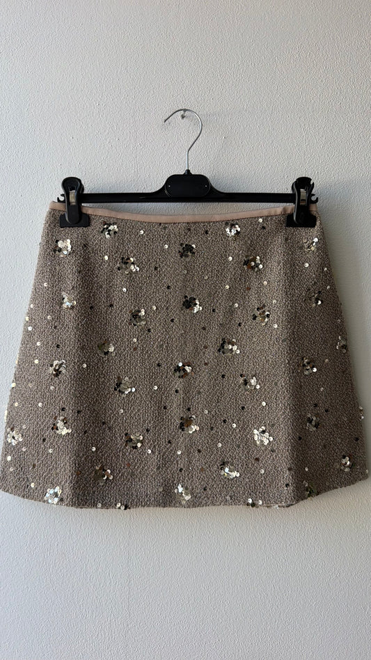 Gonna paillettes beige