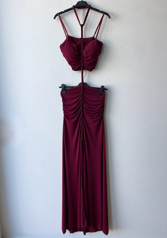 Abito bordeaux treccia