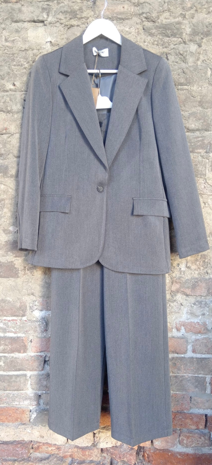 Tailleur grigio giacca un bottone