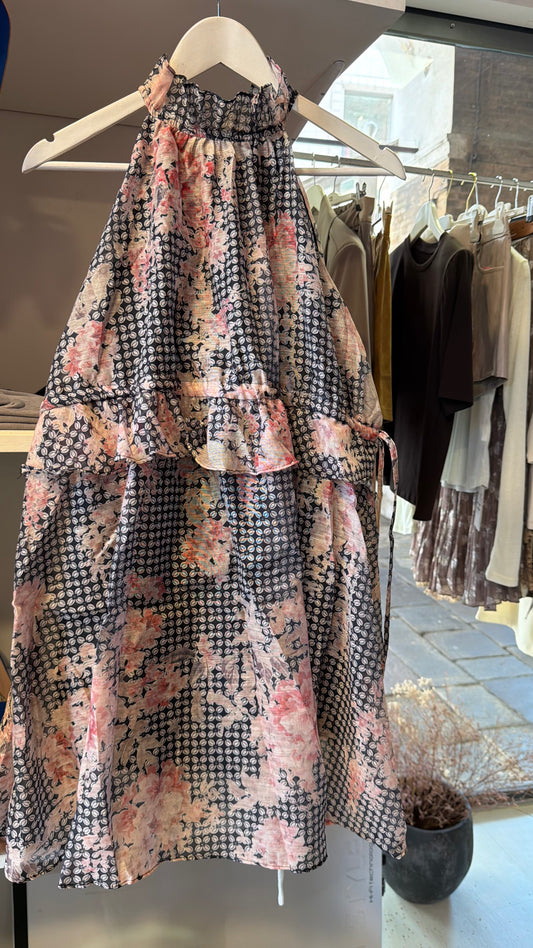 Abito fiori rosa geo