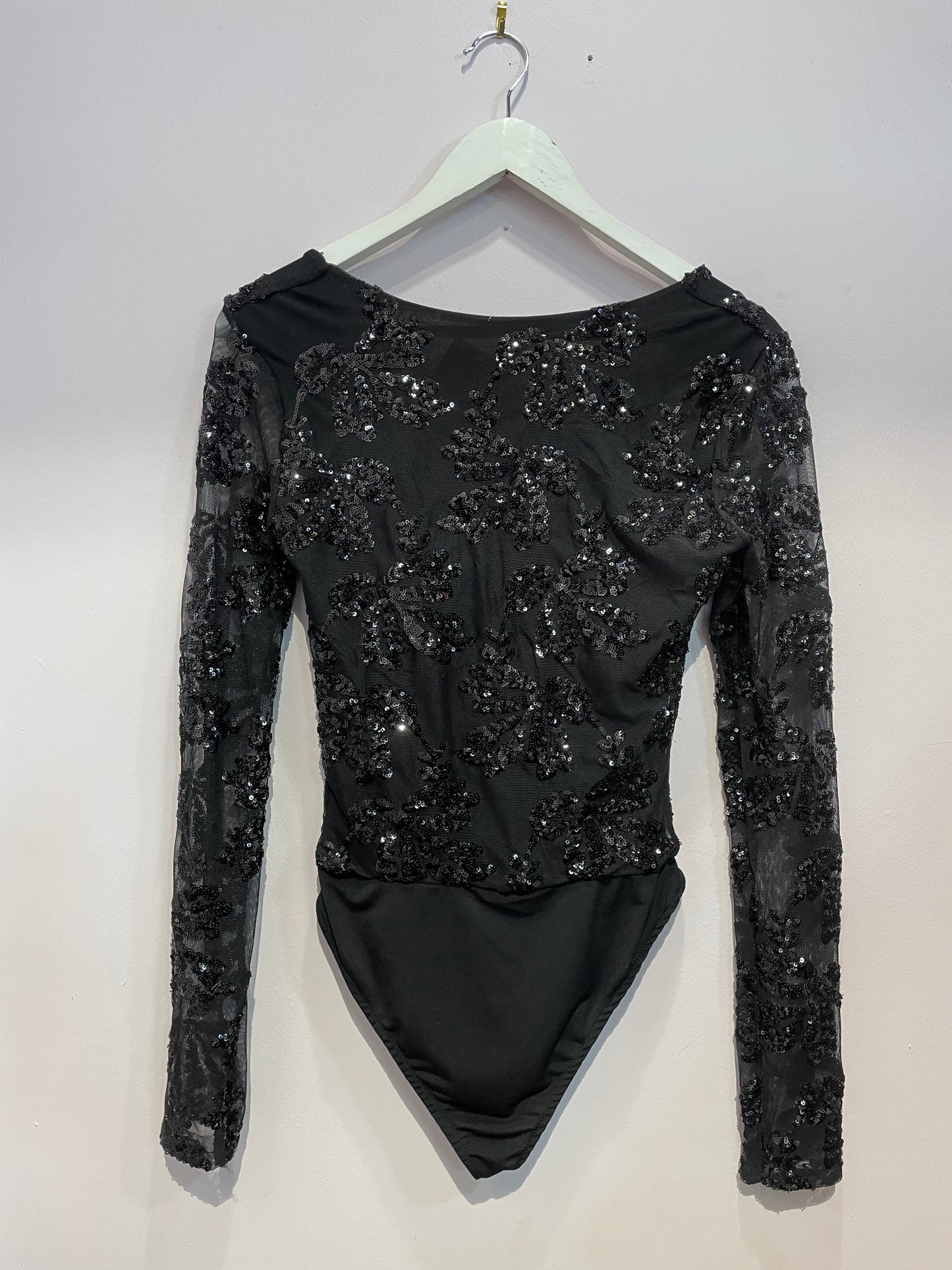 Body paillettes scollo quadrato