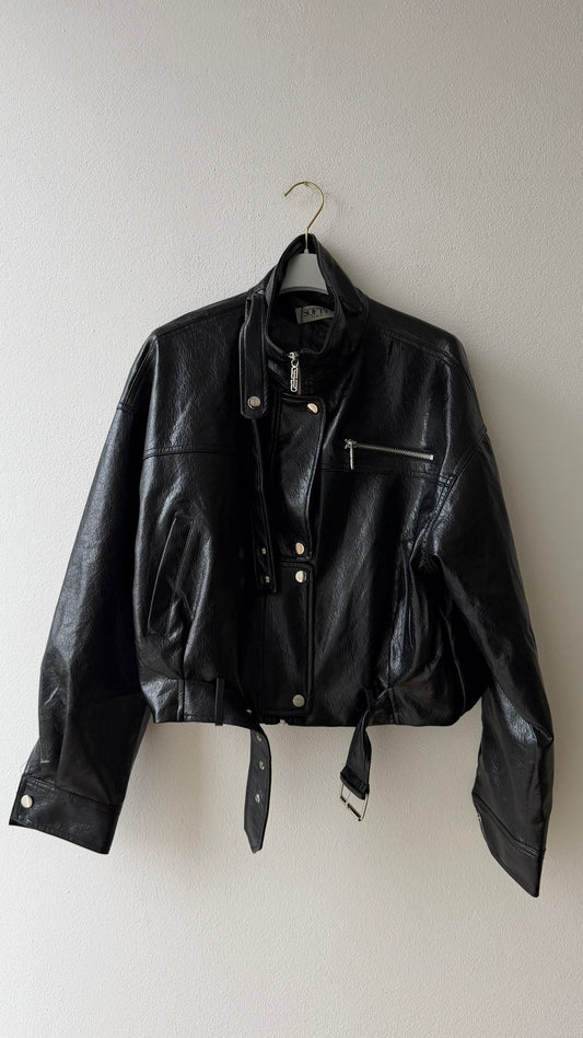 Bomber ecopelle colletto