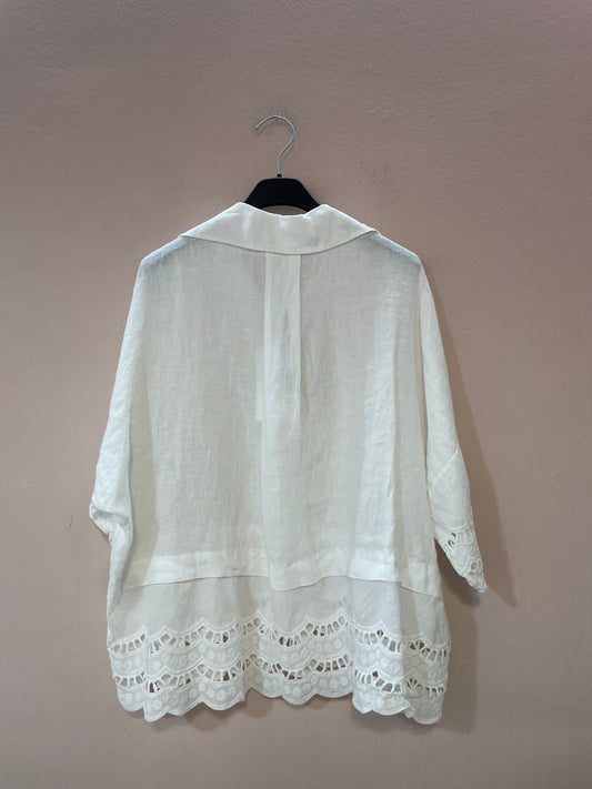Camicia 100%lino &  sangallo