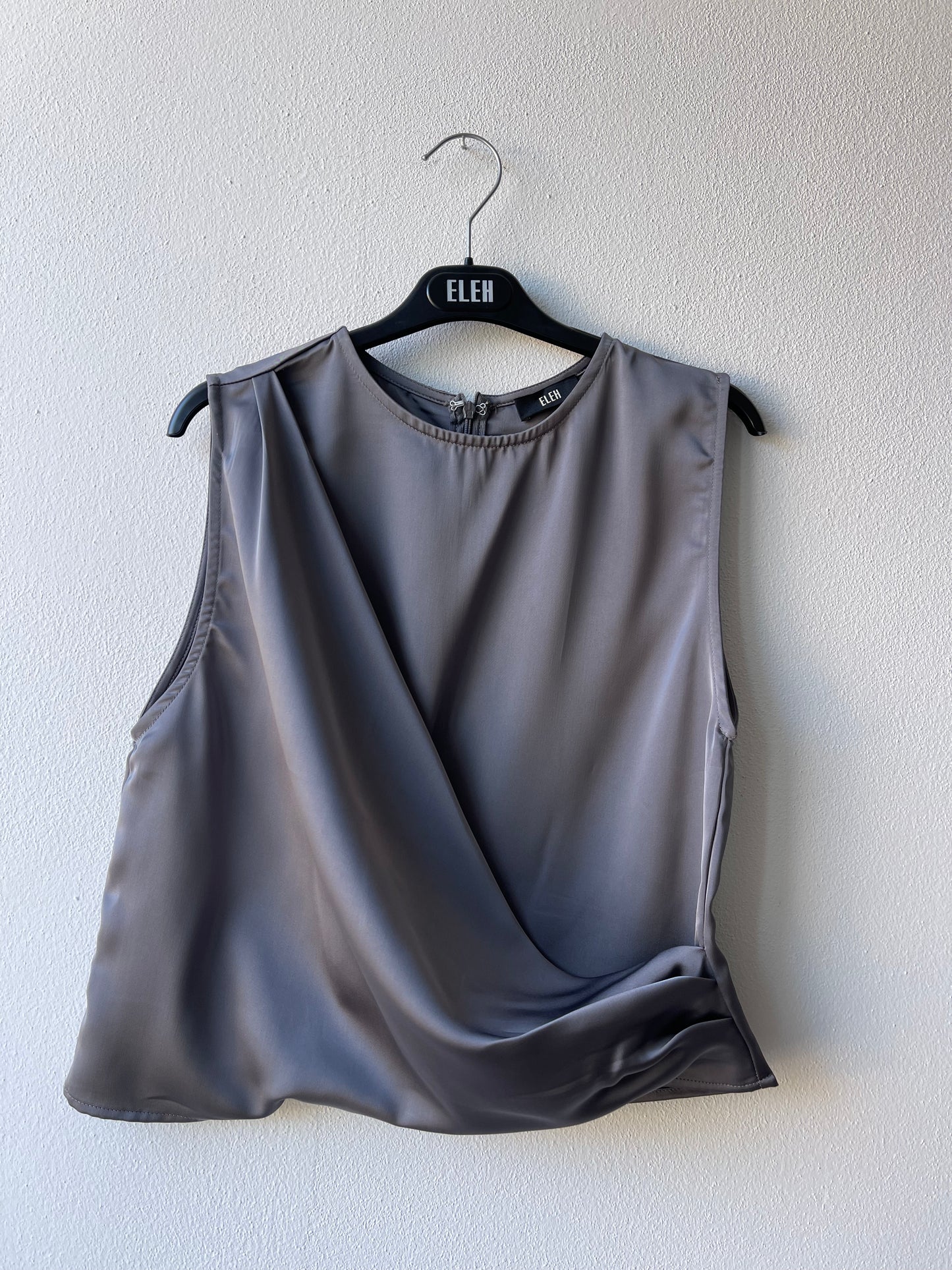 Top satin grigio ELEH