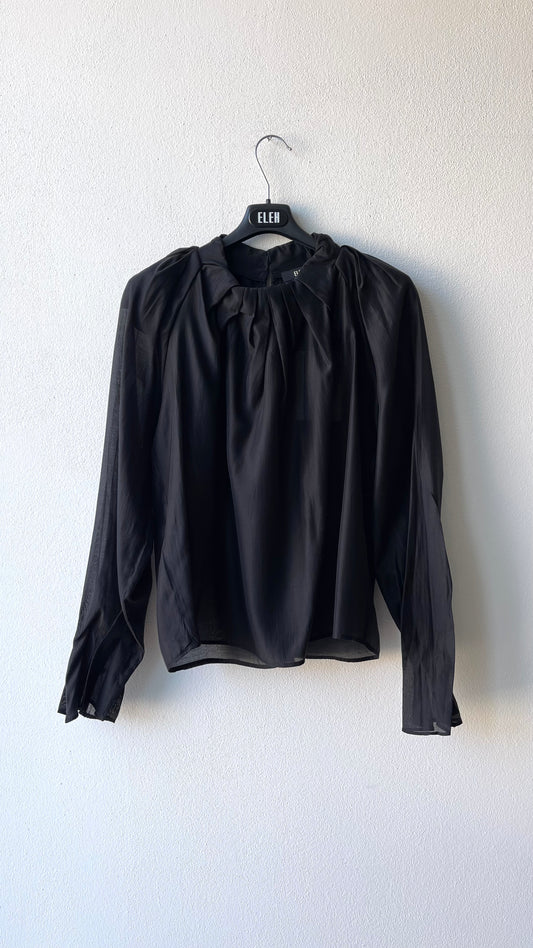 Camicia nera collo lavorato ELEH