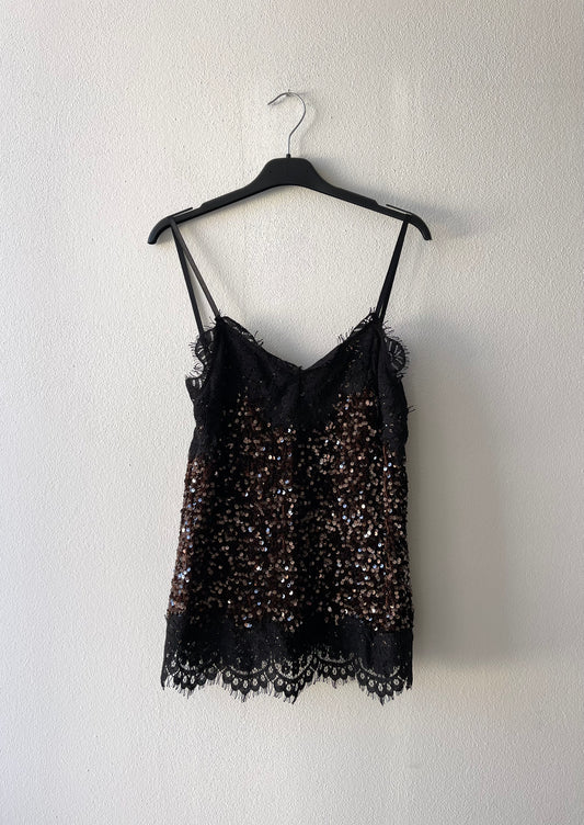 Top paillettes brown pizzo ISA