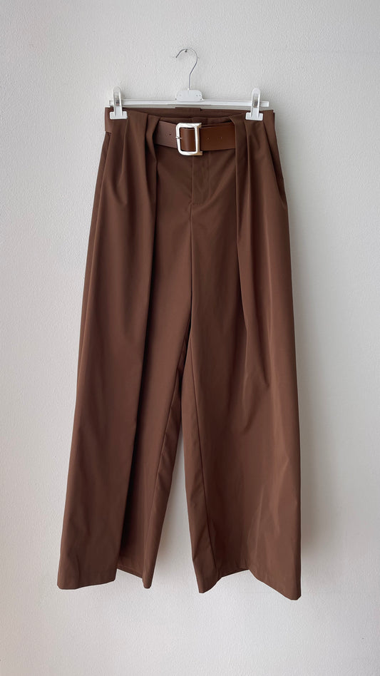 Pantalone vita alta cognac