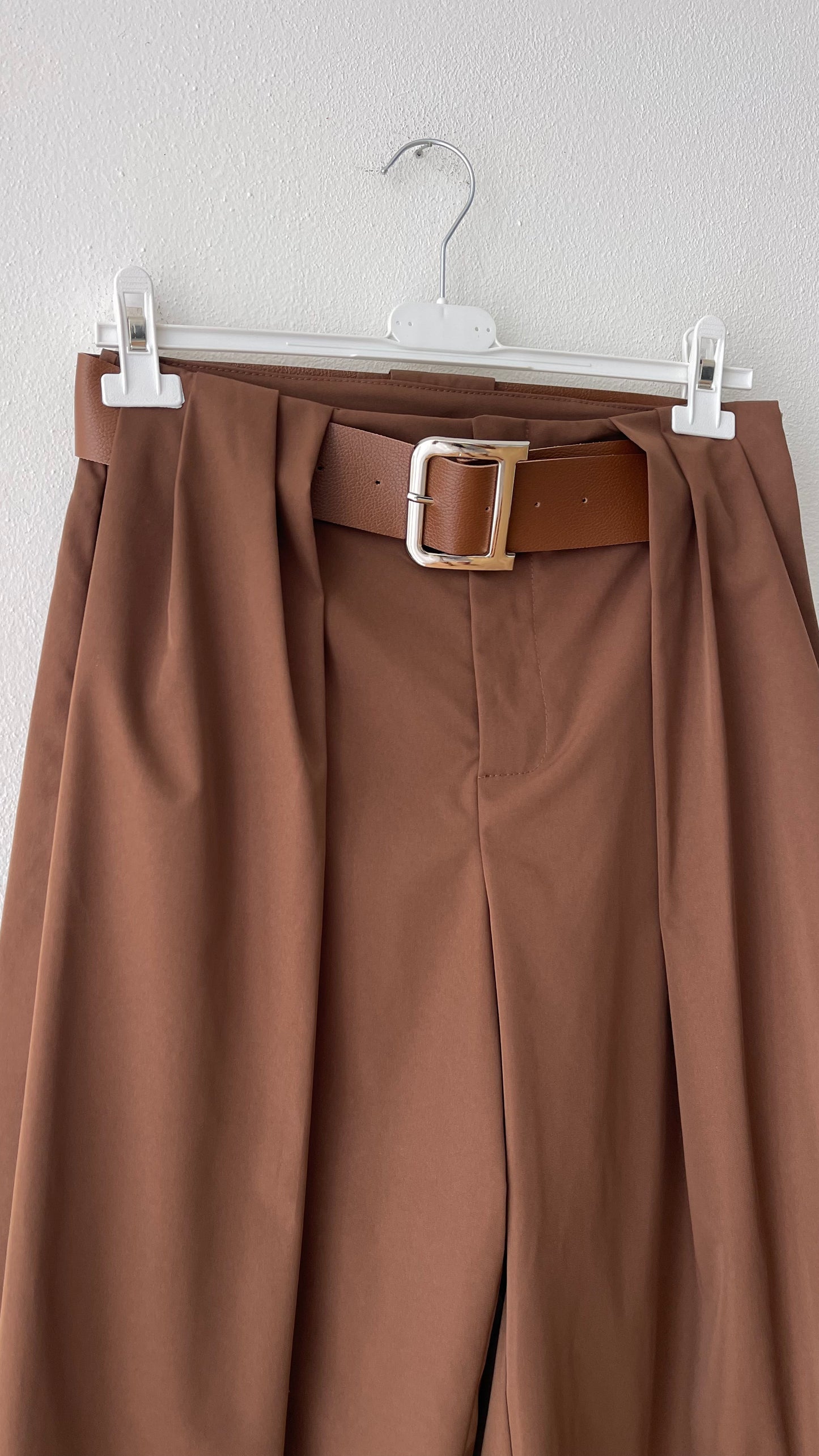 Pantalone vita alta cognac