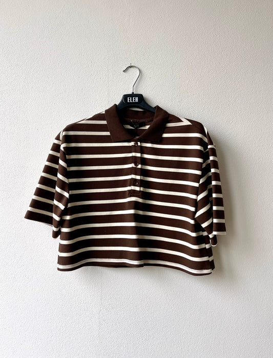 ELEH Striped Crop Polo