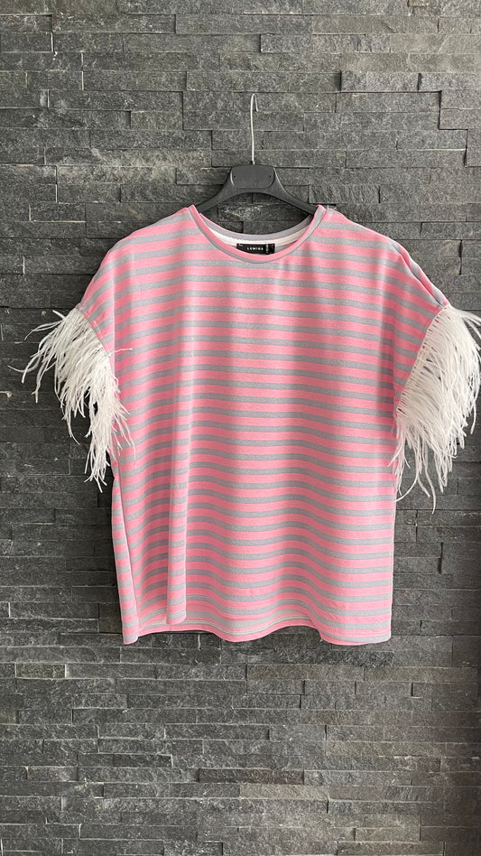 T shirt righe plume