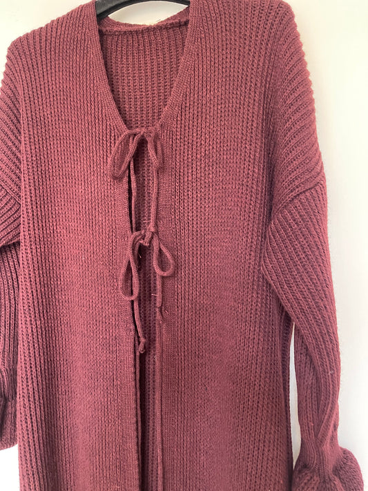 Cardigan lungo bordeaux