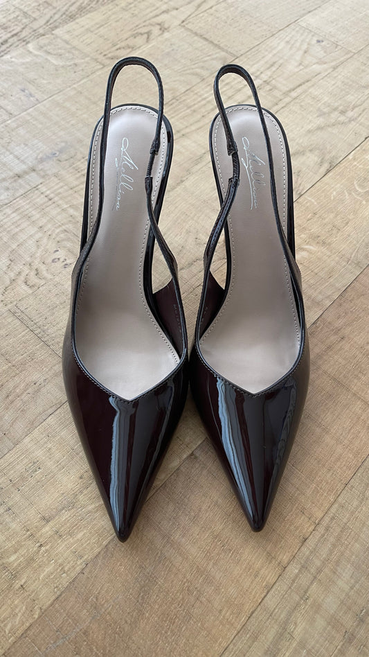 Slingback vernice marrone