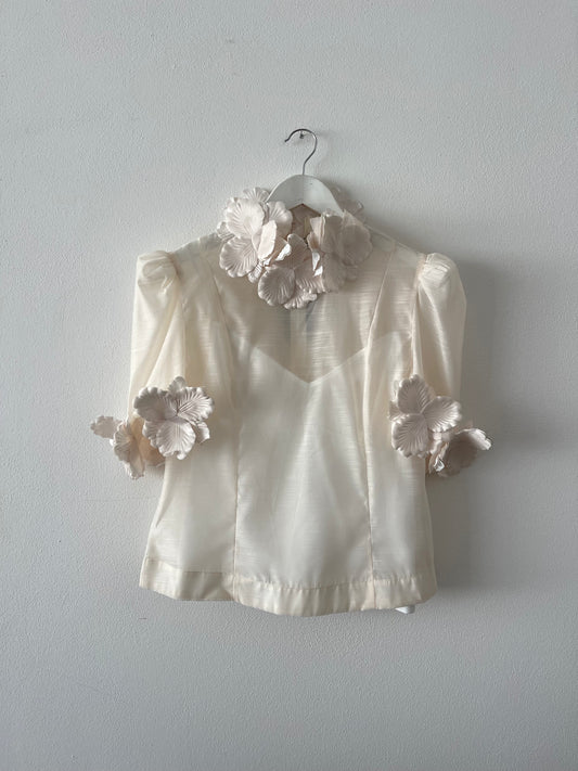 Provence flower applique shirt