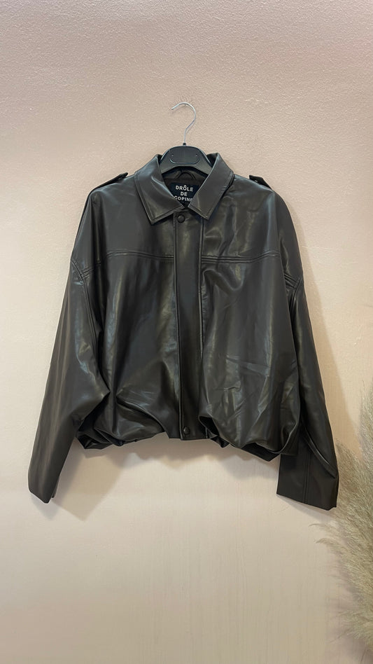Bomber ecopelle marrone