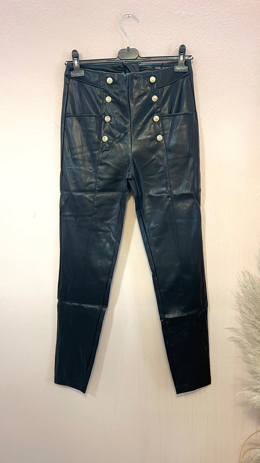 Pantalone aderente ecopelle nero