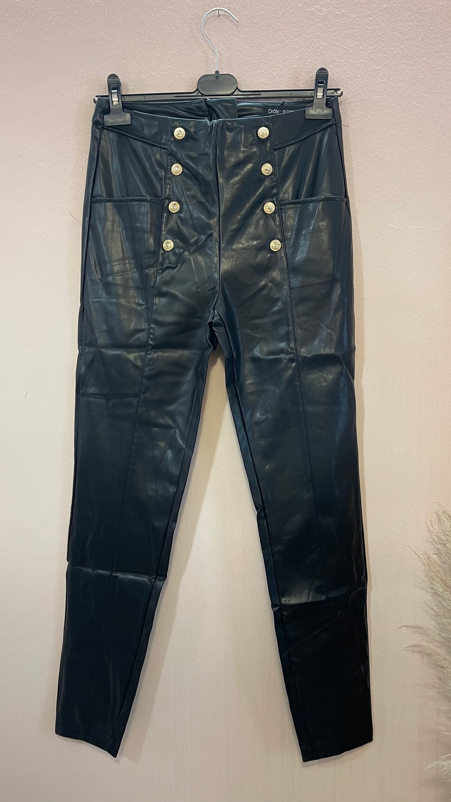 Pantalone aderente ecopelle nero