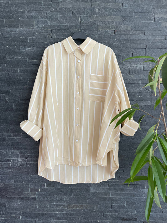 Beige and white striped shirt