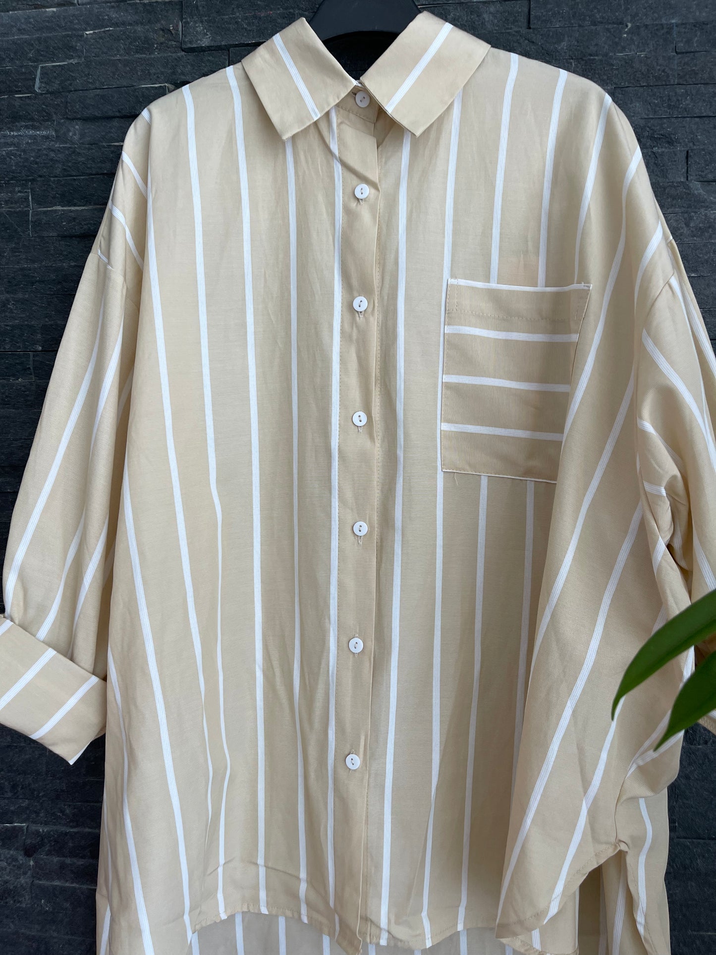 Beige and white striped shirt