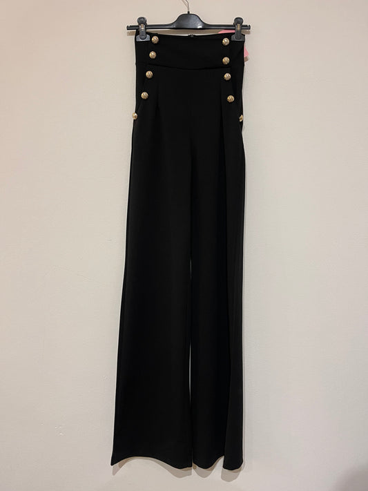 Pantalone vita alta bottoni oro