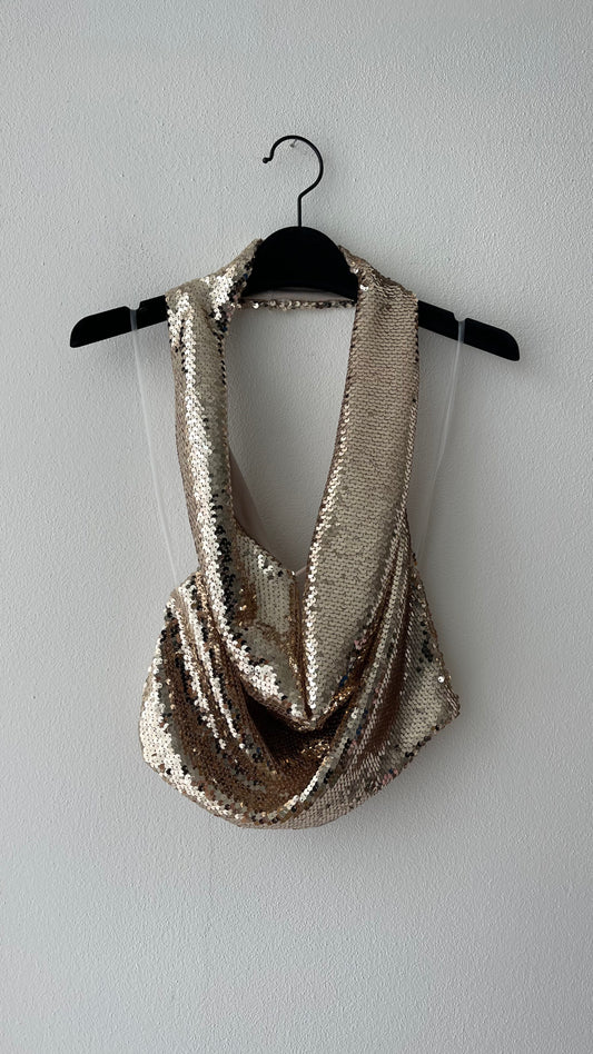 Top paillettes oro