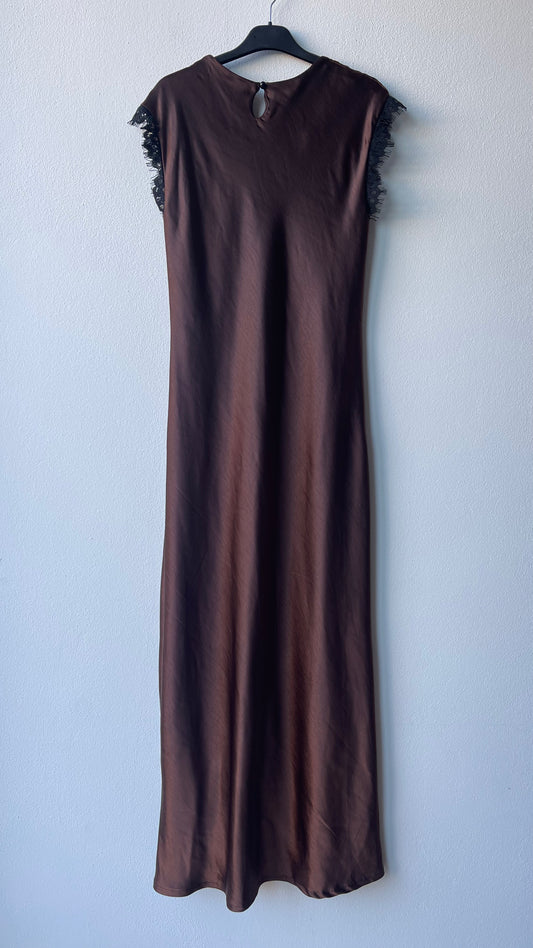Abito lungo satin pizzo