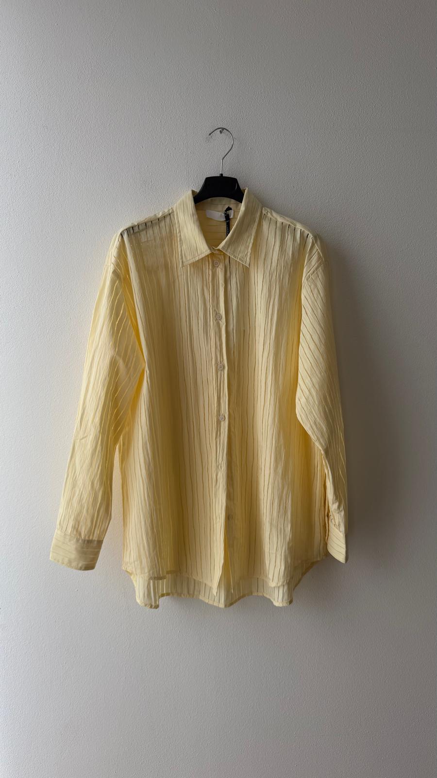 Camicia riga trasparente gialla